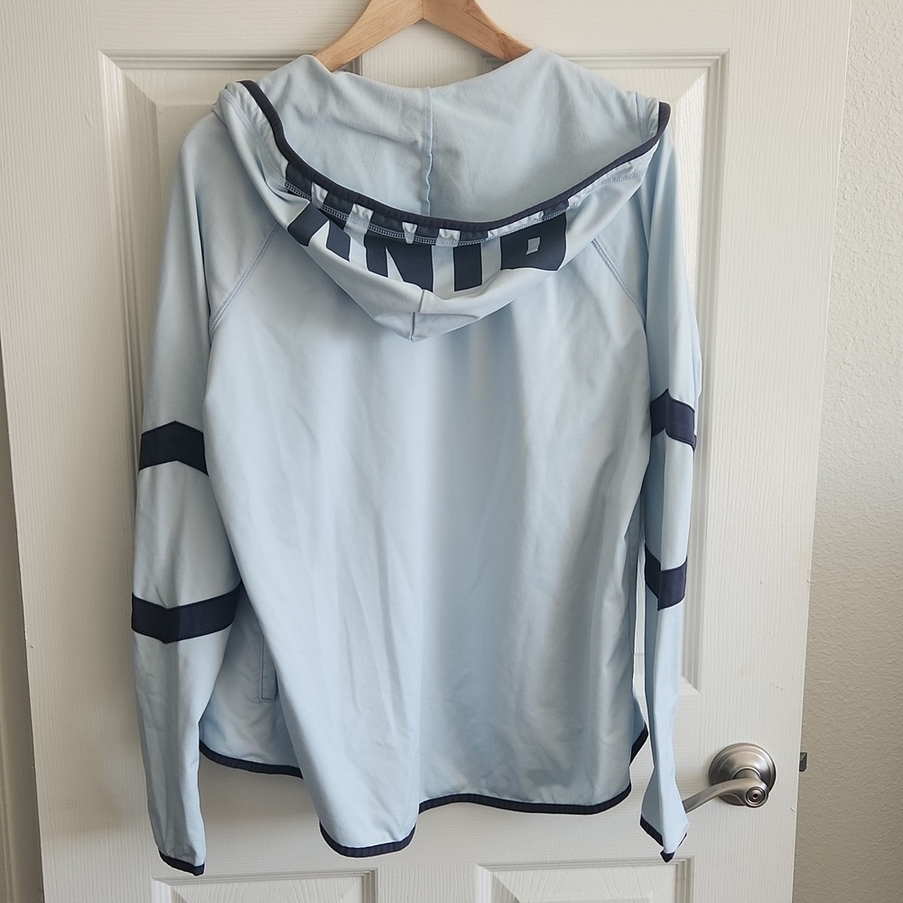 VICTORIA'S SECRET PINK Ultimate High Low Funnel Neck Full Zip Hoodie Baby Blue S - Picture 10 of 11